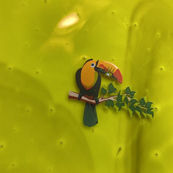 Glass Two Layer Green Pattern Art Glass Dish Toucan Decorative Tray 5.5” - Picture 2 of 9